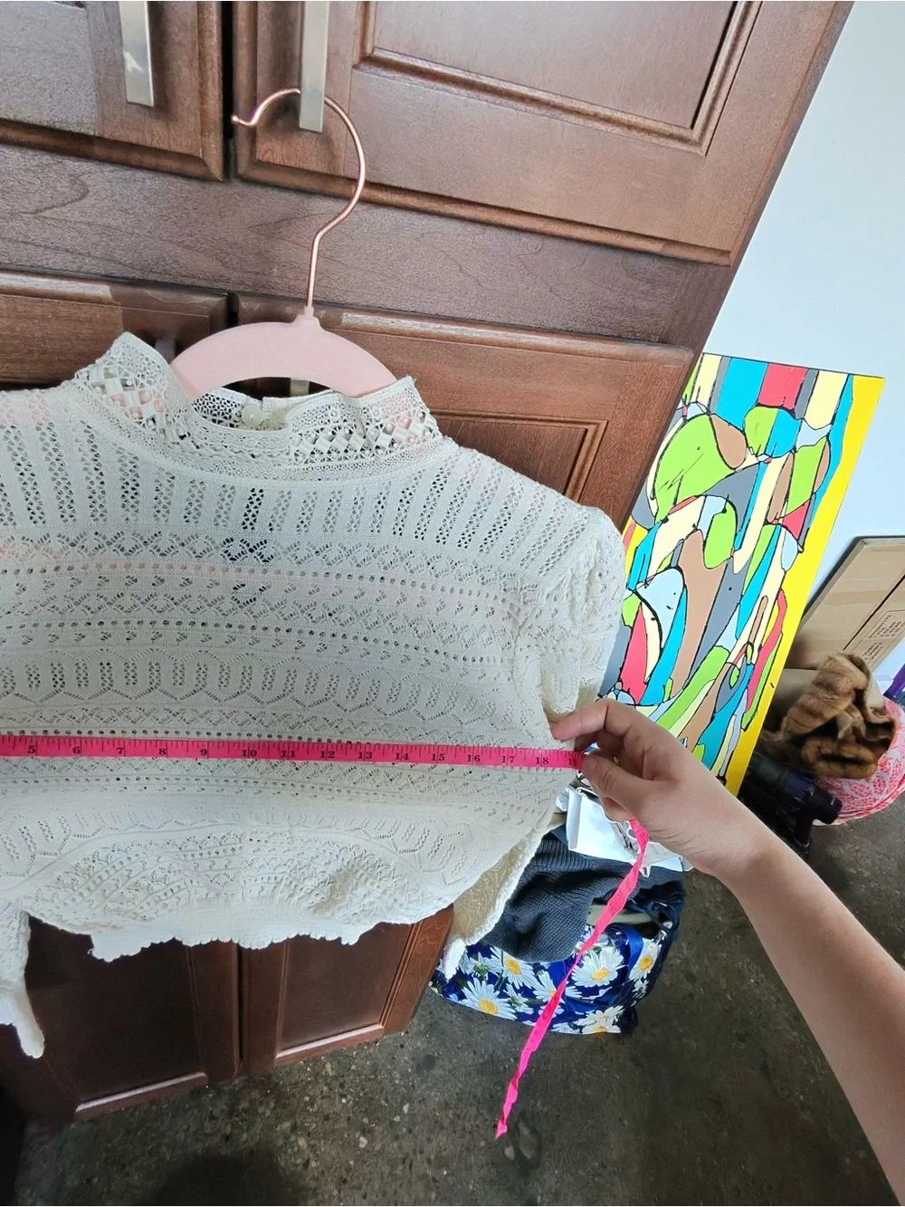Zara Cream Pointelle Openwork Lace High Neck Sweater S⁠